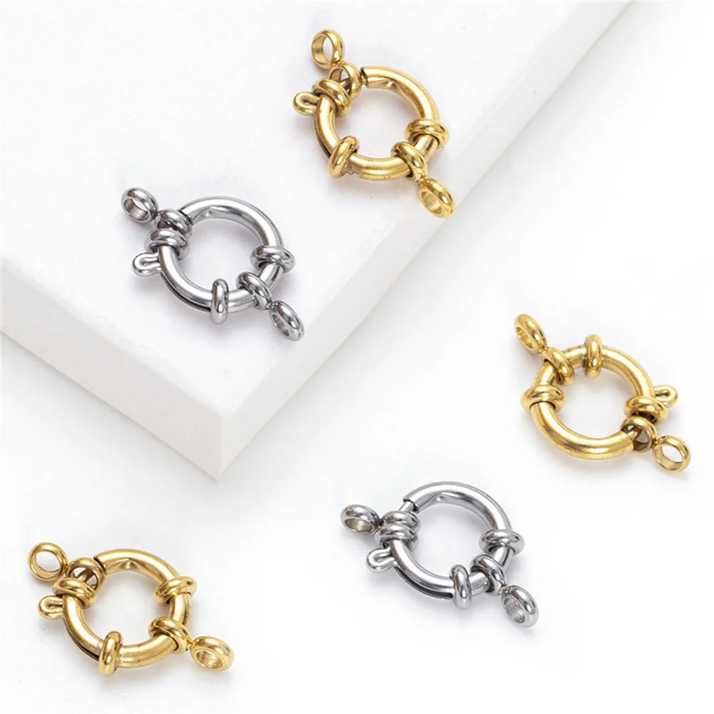 4pcs Stainless Steel Gold Round Spring Ring Clasp Necklace Link Connector for DIY Bracelet Jewelry Making Supplies Accessories