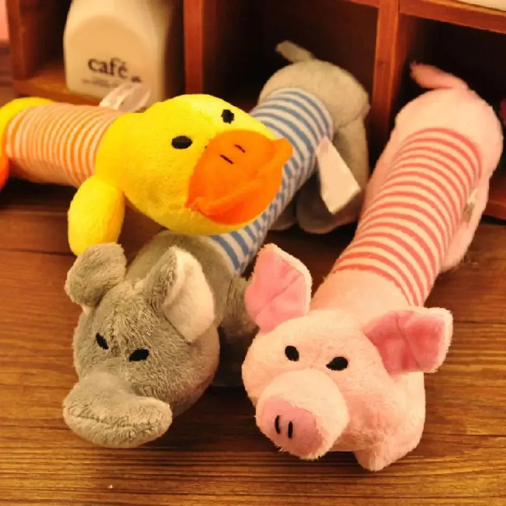 Cute Elephant Pig Duck Shaped Plush Dog Toys Dog Squeaky Chew Toys Grinding Teeth Bite Resistant Interactive Play Pet Supplies