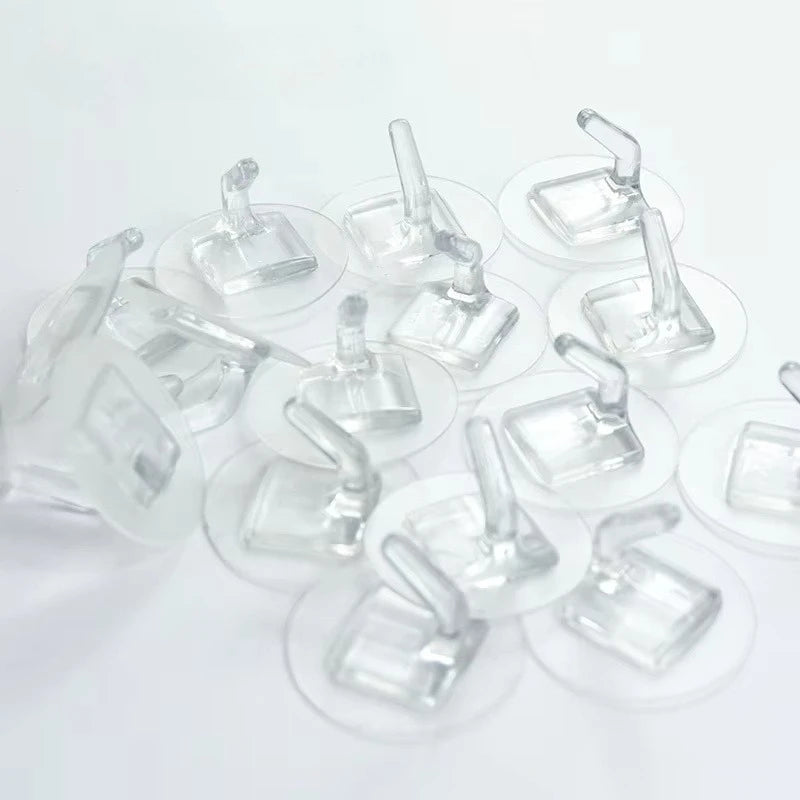 10/20pcs Transparent Plastic Duty Wall Hook for Kitchen Bathroom Office Storage No Trace No Scratch Waterproof Adhesive Hooks