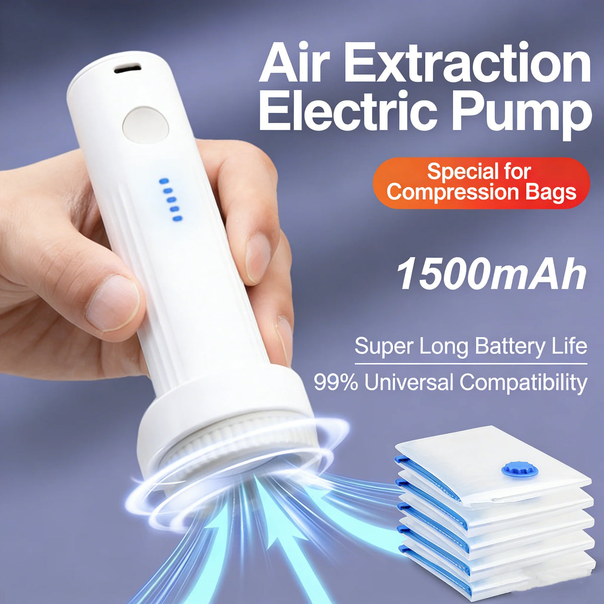 Electric Vacuum Pump for Storage Bags Portable Air Compressor Clothes Blanket Space Saving Home Travel Storage Bag
