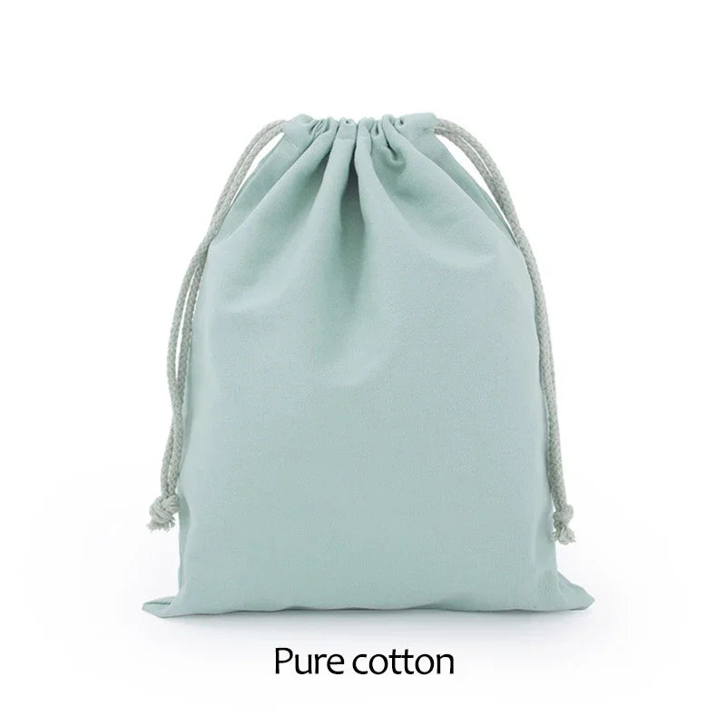 Cotton Cloth Gift Packaging Bag Drawstring Storage Bags White Canvas Bags for Candy Reusable Pouch Home Sundries Organize Sacks