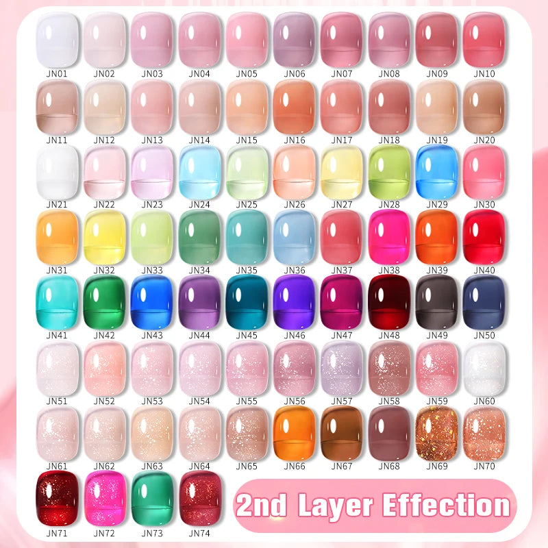 BORN PRETTY 10ml Wine Red Glitter Jelly Nude Gel Nail Polish Soak Off Translucent Color UV Light Cure for Nail Art DIY at Home