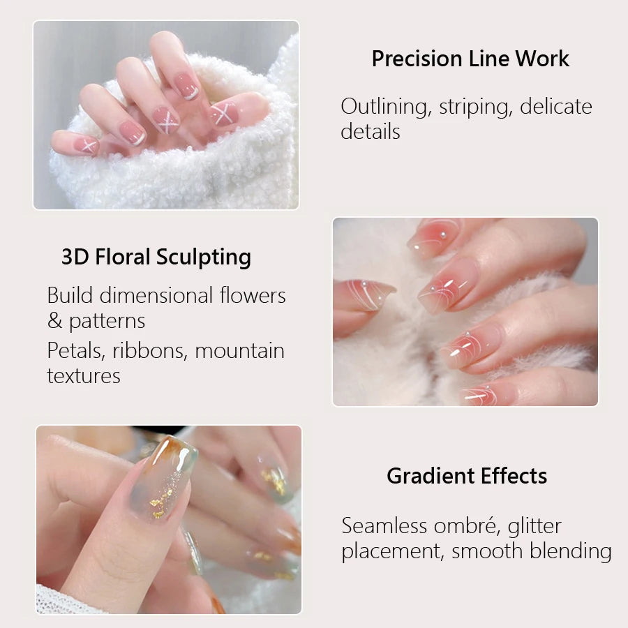 5Pcs Liner Brush Set Acrylic Nail Art Brush, Ultra Fine Tips Pen for Striping Drawing Detailing Manicure Tool