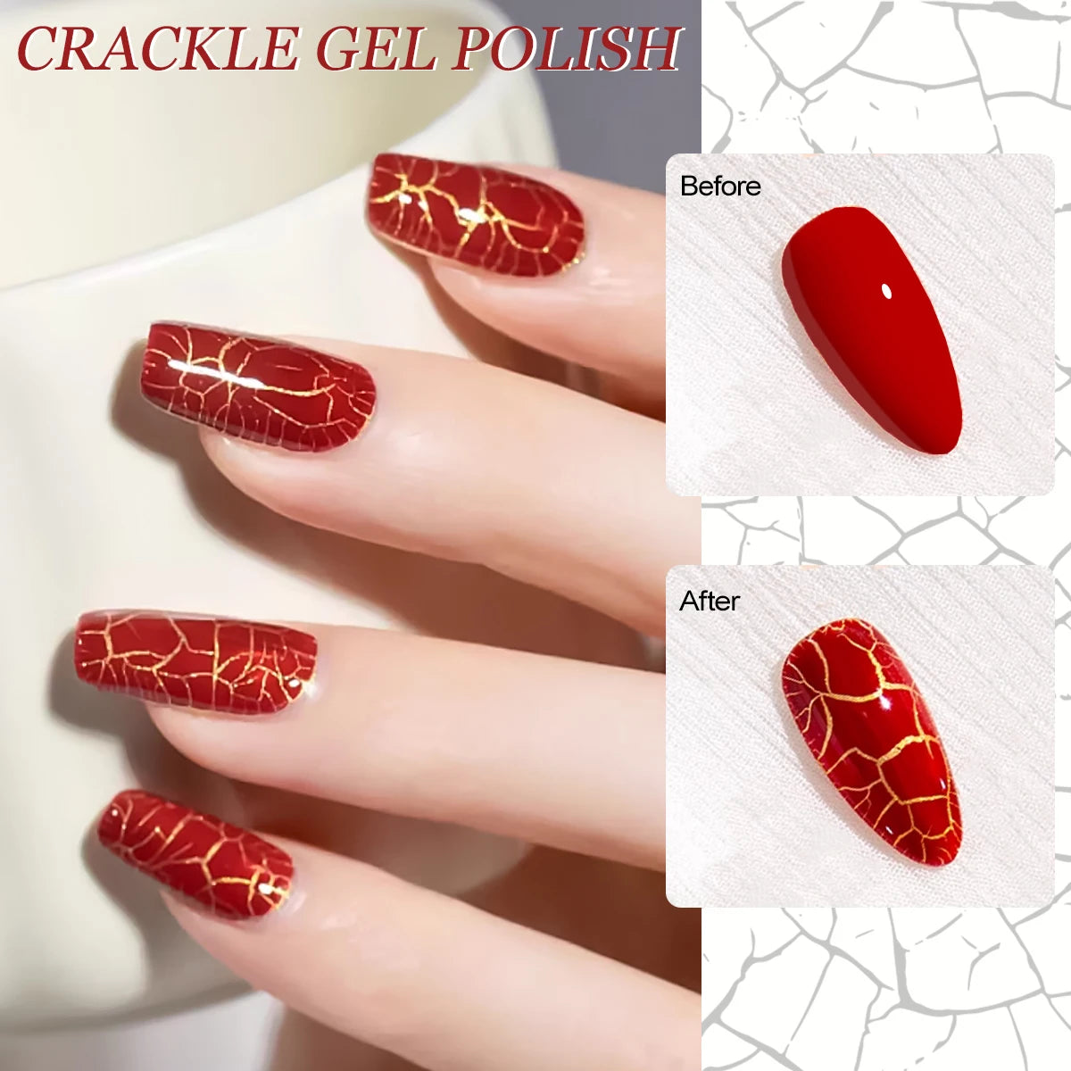 FTMY Single Pack Crackle Gel Nail Polish, Textured Crackle Effect/LED Gel Nail Polish, Specially Designed for DIY Creative Nail