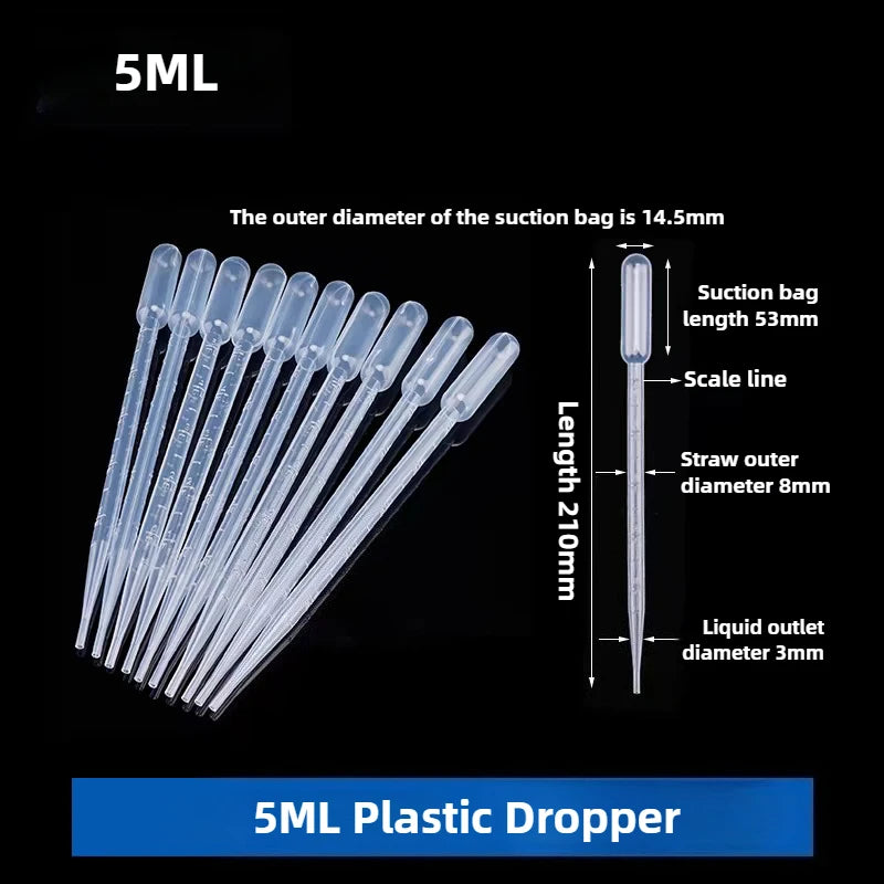 2ml 3ml 5ml 10ml Aquarium Fish Tank Brine Shrimp Feeder Plastic Dropper Pipette Graduated Dropper Babbitt Pipette 5pcs/10pcs