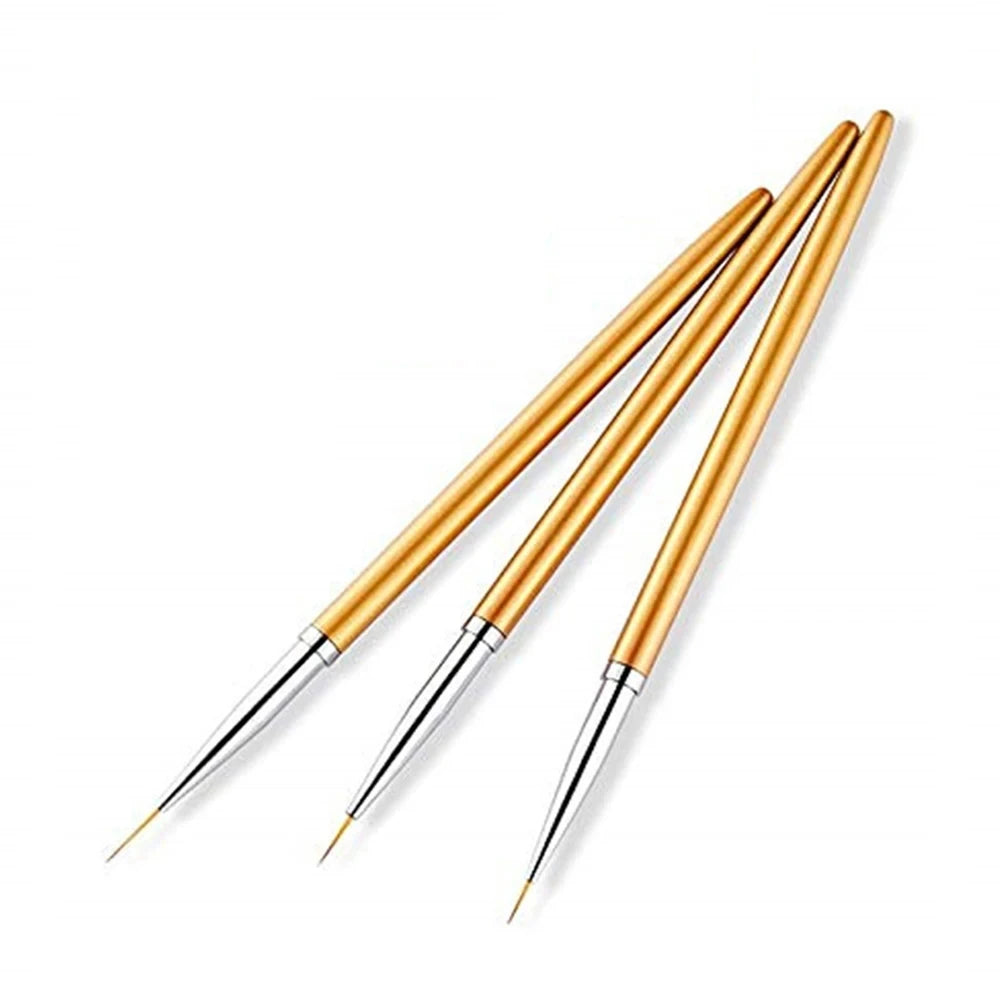 3Pcs DIY Nail Drawing Pen – Acrylic French Stripe Liner Brush for 3D Tips, Lines & Stripes, UV Gel Painting Tool