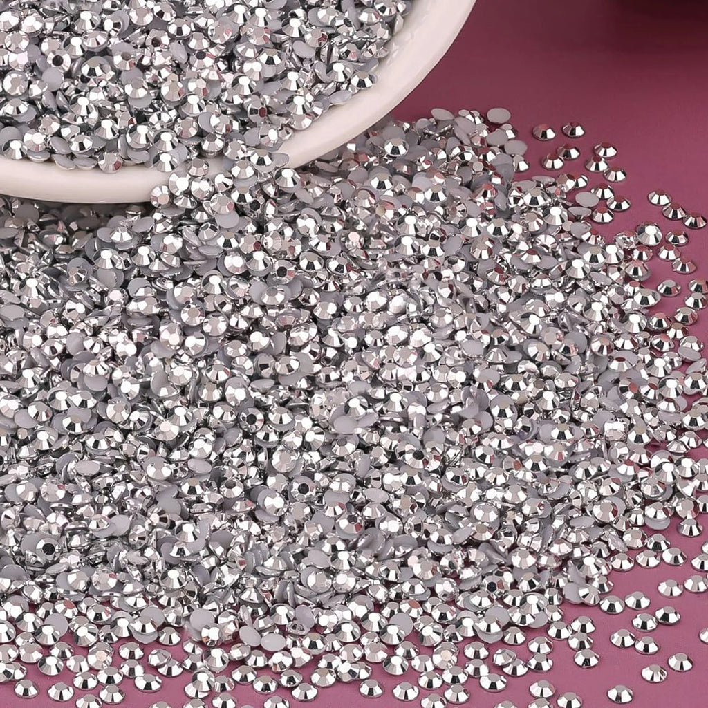 Silvery Flatback Resin Jelly Rhinestones 2mm 3mm 4mm 5mm 6mm Drill Faux Gems Bead for Crafts DIY Nail Art Charms Supplies