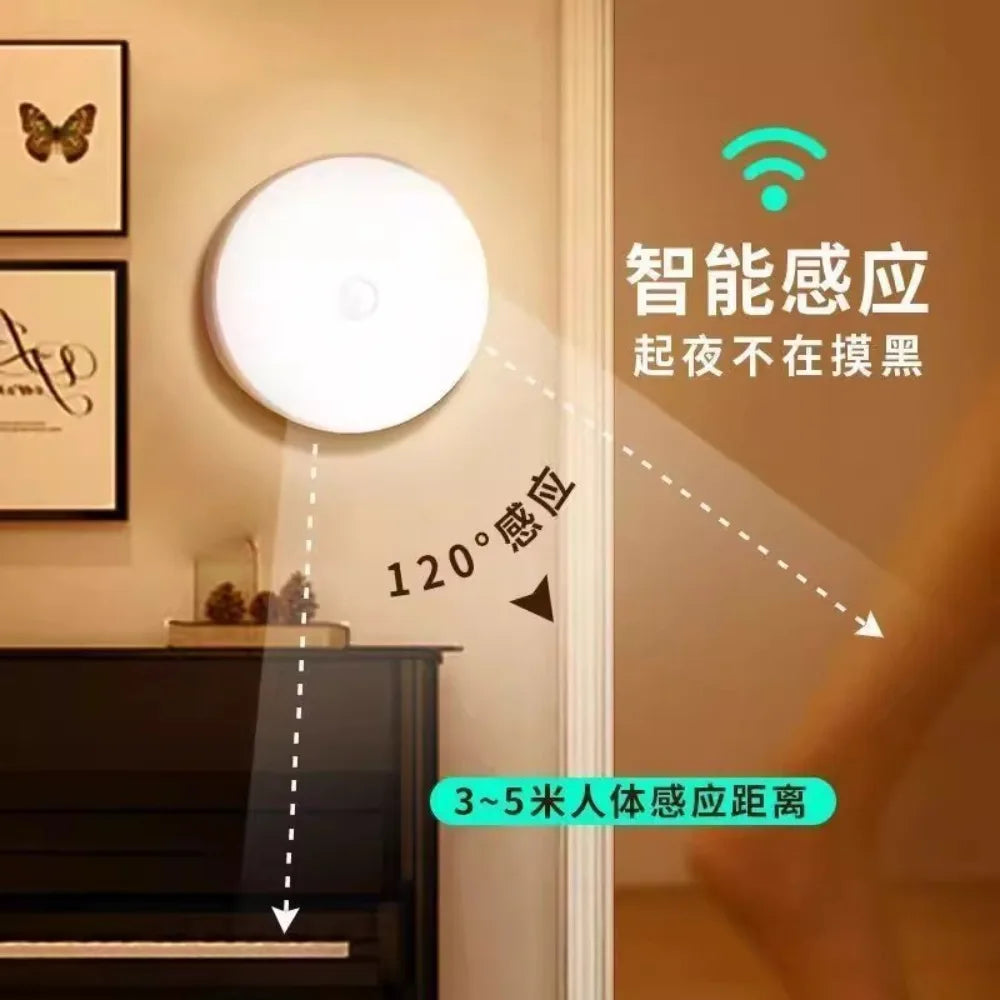 Motion Sensor LED Night Light USB Rechargeable Night Lamp for Kitchen Cabinet Wardrobe Lamp Staircase Wireless Closet Light