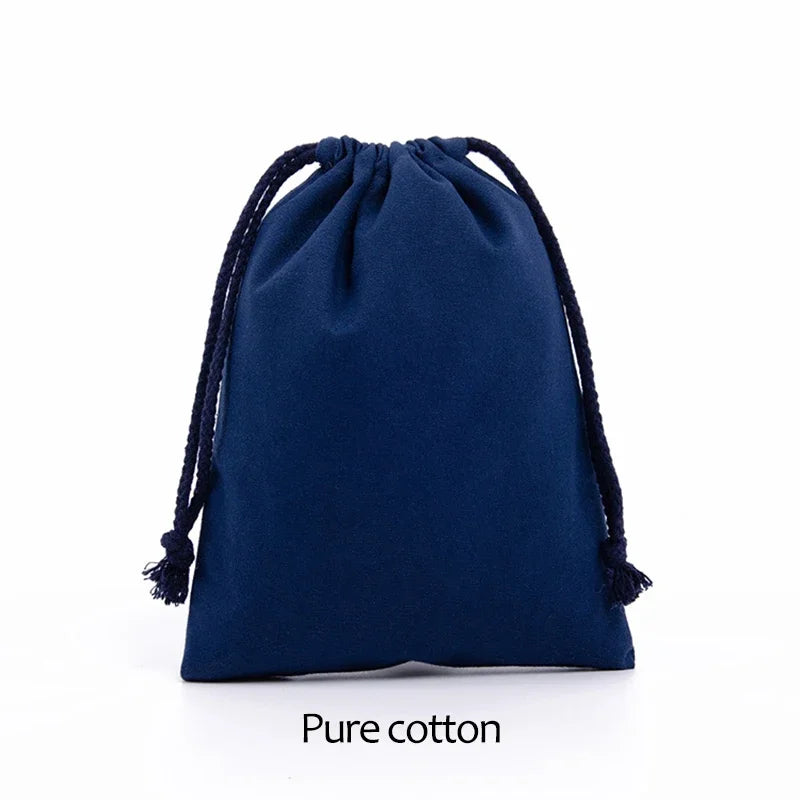 Cotton Cloth Gift Packaging Bag Drawstring Storage Bags White Canvas Bags for Candy Reusable Pouch Home Sundries Organize Sacks