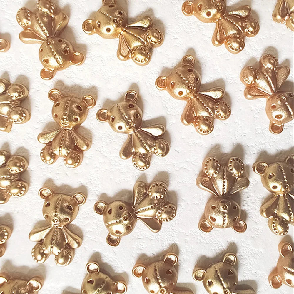 10pcs Pink Bear Nail Art Charms 3D Cute Cartoon 9 Colors Resin Bear Nail Jewelry Ornament DIY Kawaii Manicure Nail Accessories