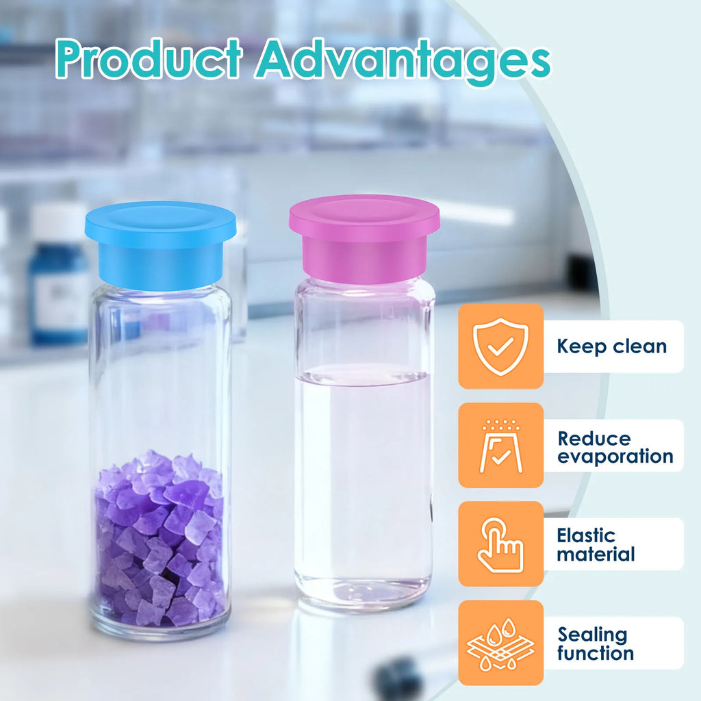 36Pcs Vial Cap 3ml Glass Vial Leak Proof Evaporation Proof Silicone Seal Cover for Lab Research Bottles Vials Opening Sealing