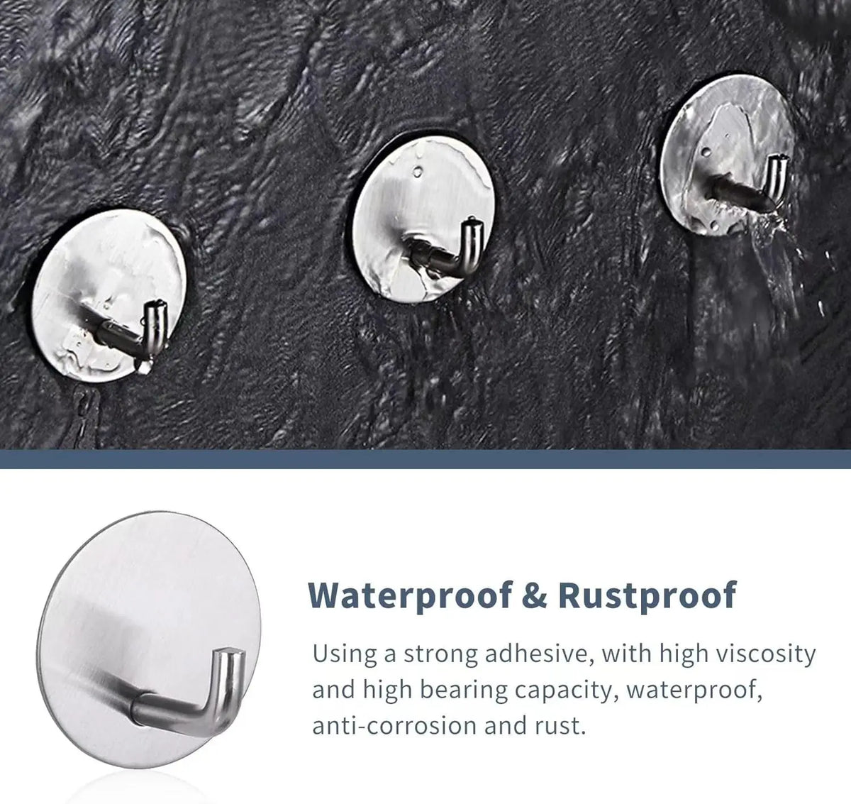 Coat Hooks Wall Mounted Coat Rack Self-Adhesive Kitchen Hooks Stainless Steel Wall Adhesive Hooks for Walls Bathrobe Hooks Door