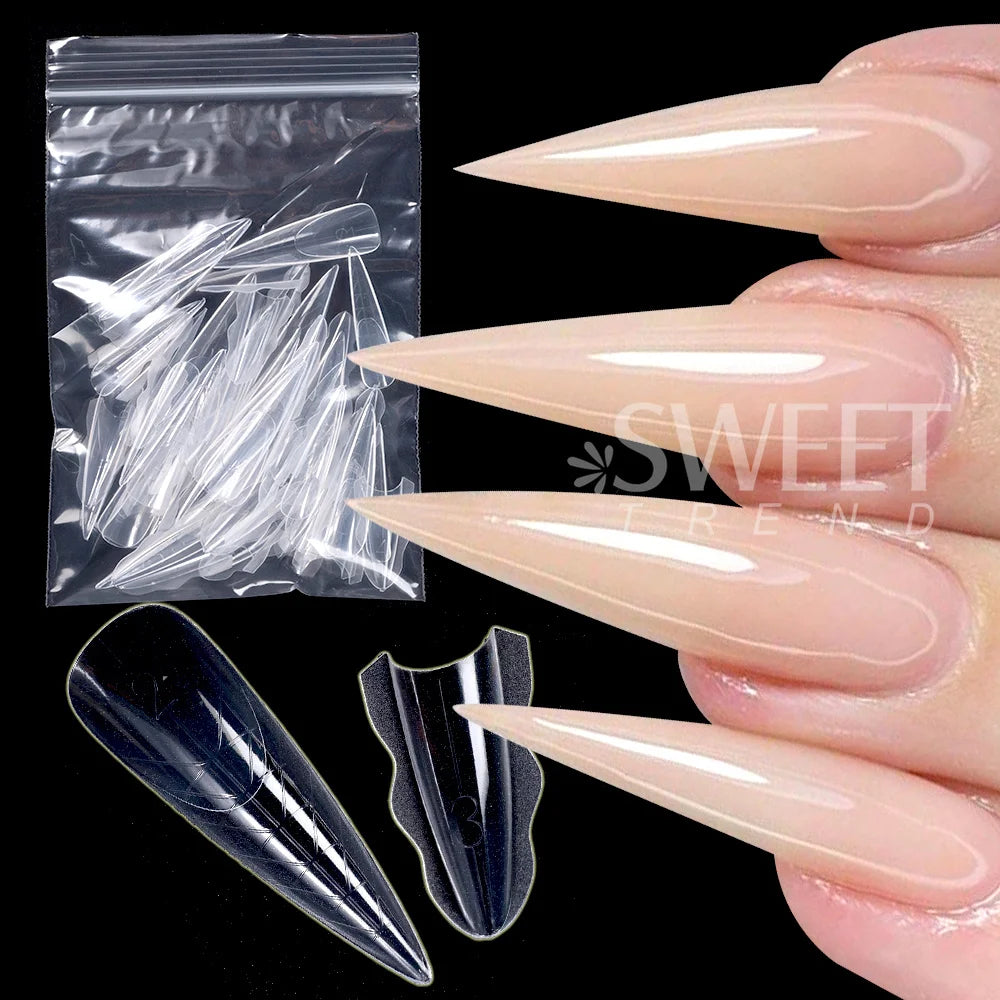 SWEET TREND-Sandwich Dual Nail Forms 15 Size 60pcs Oval Extension Dual Form Top/Bottom Nail Forms DIY Manicure Extensions Tool