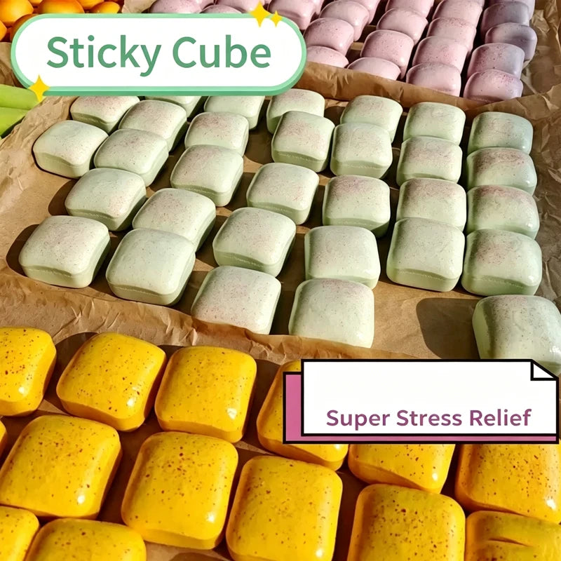 Sticky Cube Slow‑Rising Squishy Toy, PU Ultra‑Wet Soft Tacky Hand‑Feel Fidget Toy, Decompression Stress Relief Squeeze Toy