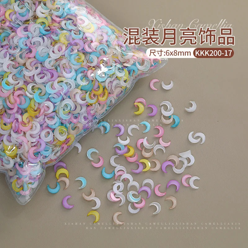 100pcs Ice Transparent Pentagram Nail Art Charms Resin 3D Shiny Stars Nail Art Rhinestone Flatback Gems DIY Nail Accessories