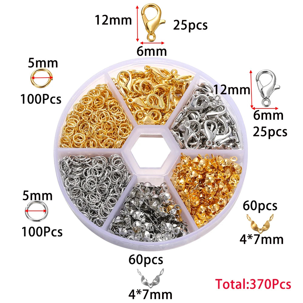 Alloy Accessories Jewelry Findings Set Repair Tools Lobster Clasp Open Jump Rings Earring Hooks for DIY Jewelry Making Supplies