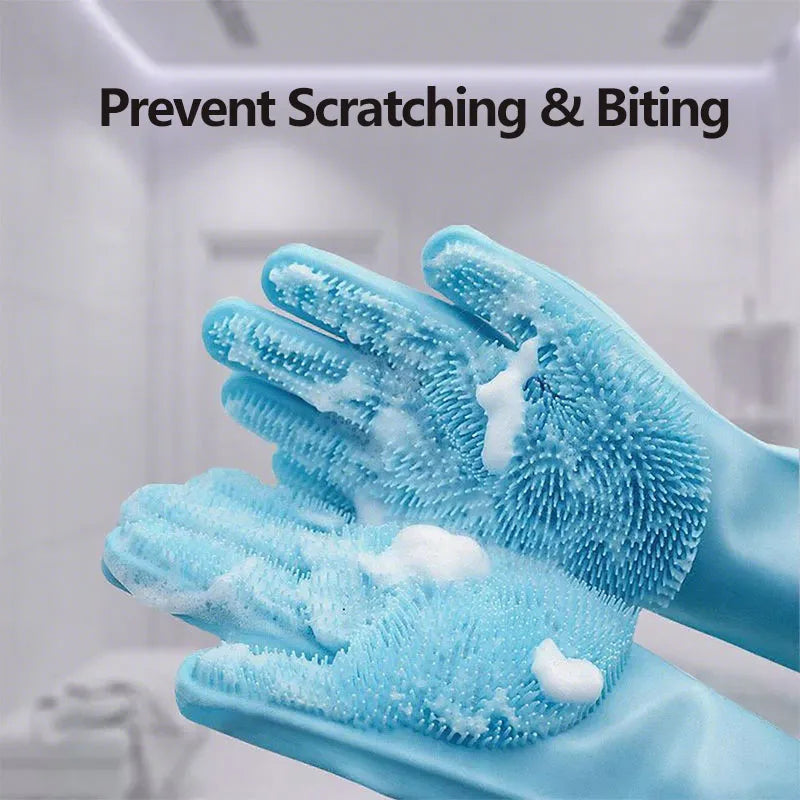 Gloves for Dogs And Cats Silicone Bathing Shampoo Scrubber Dishwashing Cleaning Glove Hair Removal Multi-Functional Pet Care