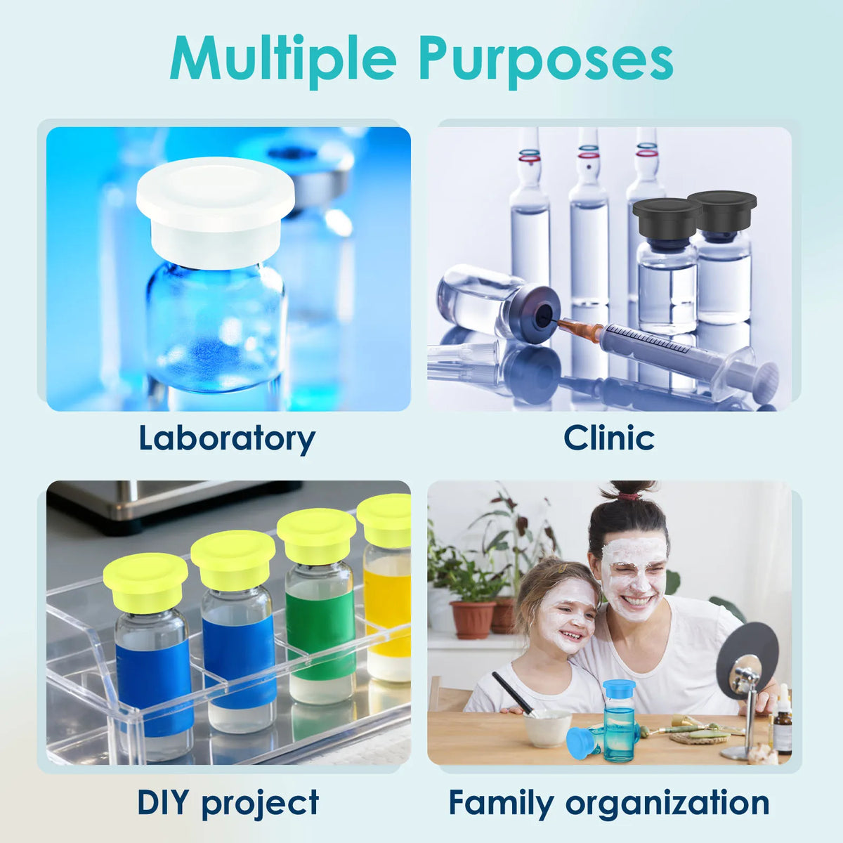 36Pcs Vial Cap 3ml Glass Vial Leak Proof Evaporation Proof Silicone Seal Cover for Lab Research Bottles Vials Opening Sealing