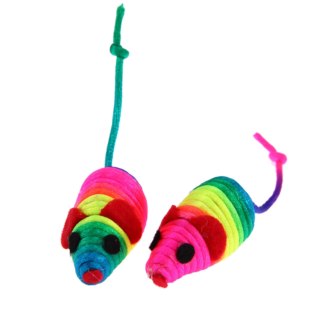 5pcs False Mouse Cat Toy Tear Resist Multicolor Mouse Cat Toys Reusable Mini Rope Mouse Toy for Pet Training Accessories Tool