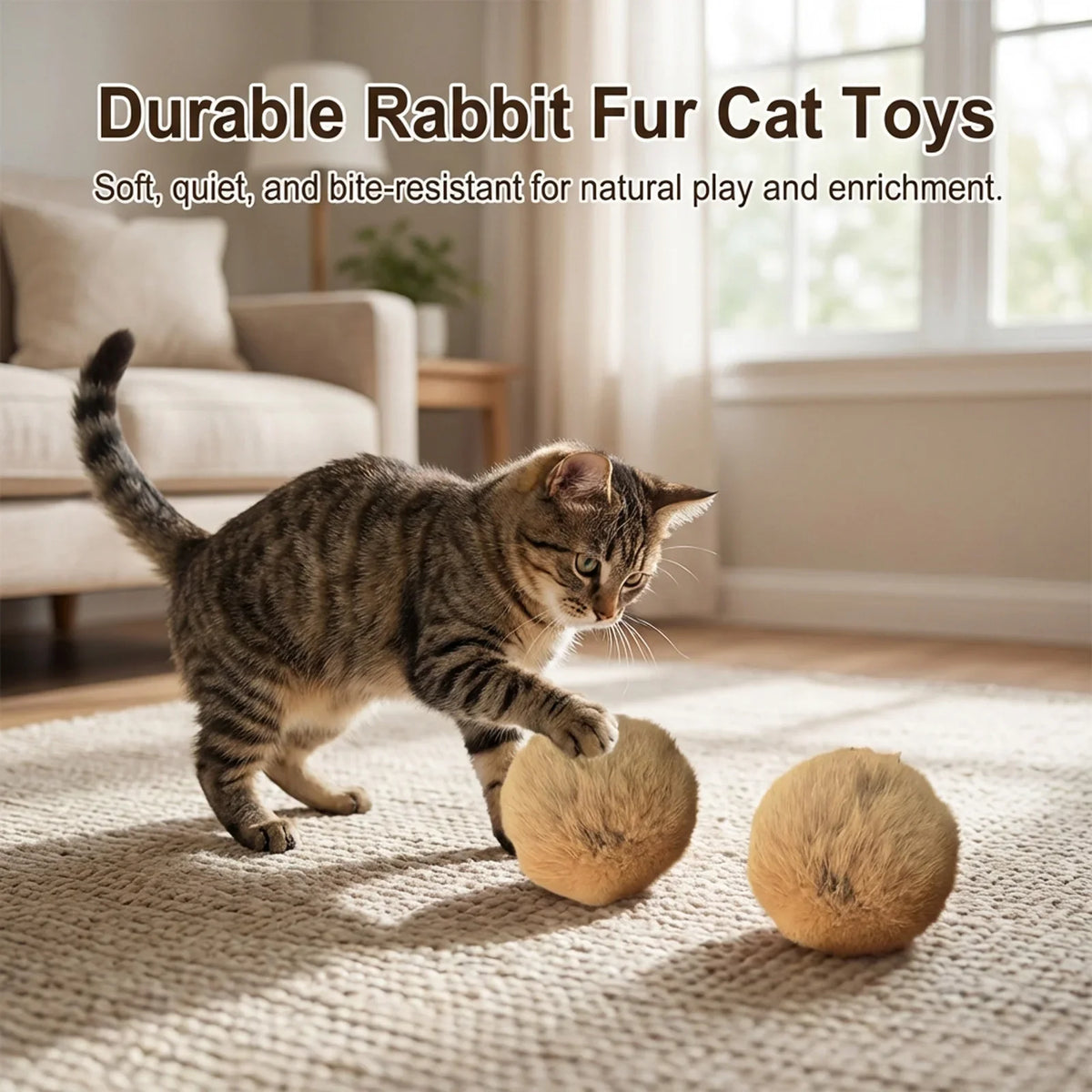 1/2/3/6Pcs Rabbit Fur Catnip Toy Balls Bite Resistant Interactive Chasing Plush Balls Self Play Stress Relief Kitten Toy 2026