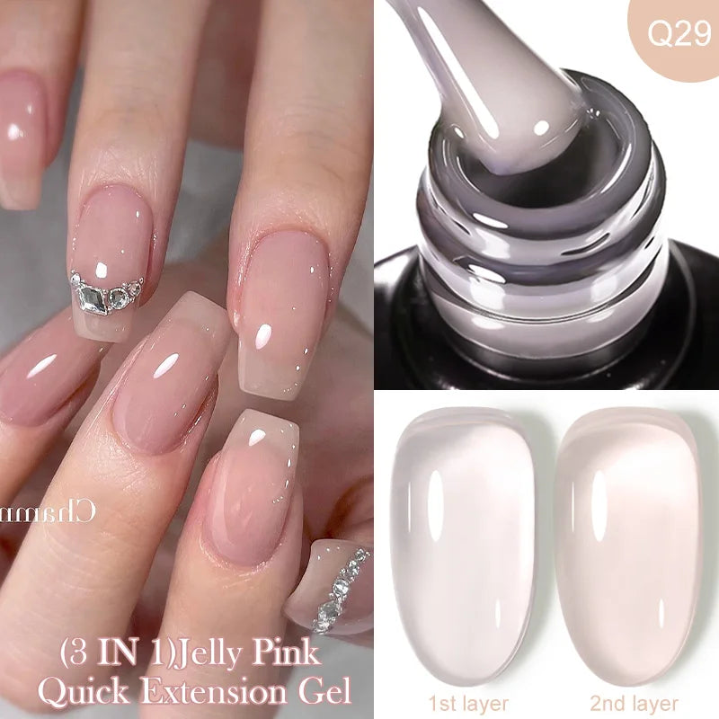 LILYCUTE 7ML Jelly Nude Pink Quick Extension Gel Nail Polish Transparent  Finger Prolong Long Lasting Construction Gel Varnish