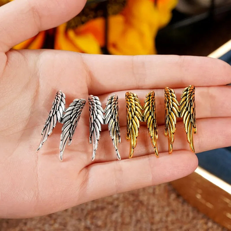 Huitan Personality Wing Clip Earrings for Women Non-piercing Ear Cuffs Hip Hop Lady Accessories Unique Gift Statement Jewelry