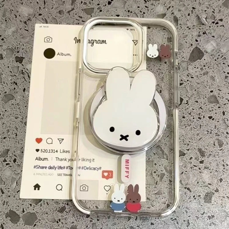 Anime Kawaii Miffy Rabbit Magnetic Phone Stand Cartoon Telescopic Portable Stand Magnetic Mobile Phone Airbag Stand Girl Gifts
