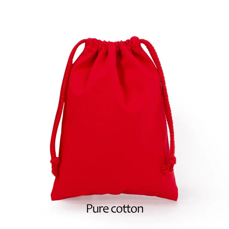 Cotton Cloth Gift Packaging Bag Drawstring Storage Bags White Canvas Bags for Candy Reusable Pouch Home Sundries Organize Sacks