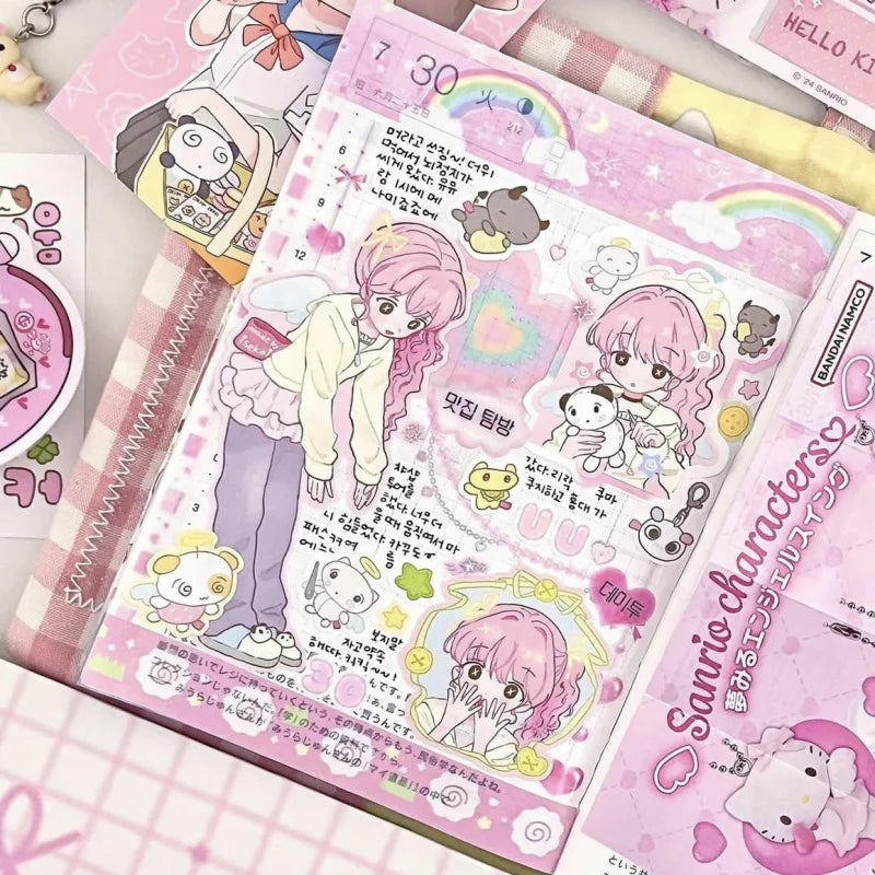 Cute Cartoon Girl Stickers Korea Anime Character Stickers Hand Account Phone Case Planner Diary Scrapbook DIY Decorative Sticker