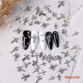 50pcs Punk Mix Shape Silver Cross Nail Art Charms INS 3D Cross with Wing Heart Nail Decoration Accessories DIY Design