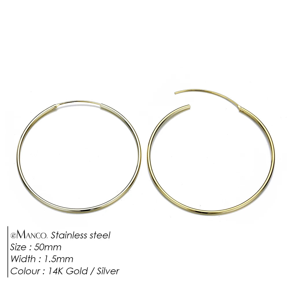 EMANCO Fashion Gold Size Circle Earrings Women's Jewelry Accessories Classic Stainless Steel Earrings Wholesale
