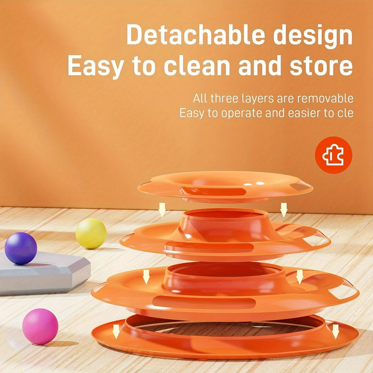Cat Spinner, Cat Toys, Pet Supplies, Pet Toys, Cat-Entertaining Spinner, Three-Tier Cat Spinner Toy with Colorful Balls