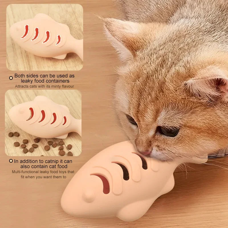 Soft Safe Silicone Fish Cat Toy Catnip Durable Molar Relaxing Self Entertaining Bite Resistant Chew Interactive Kitten Supplies