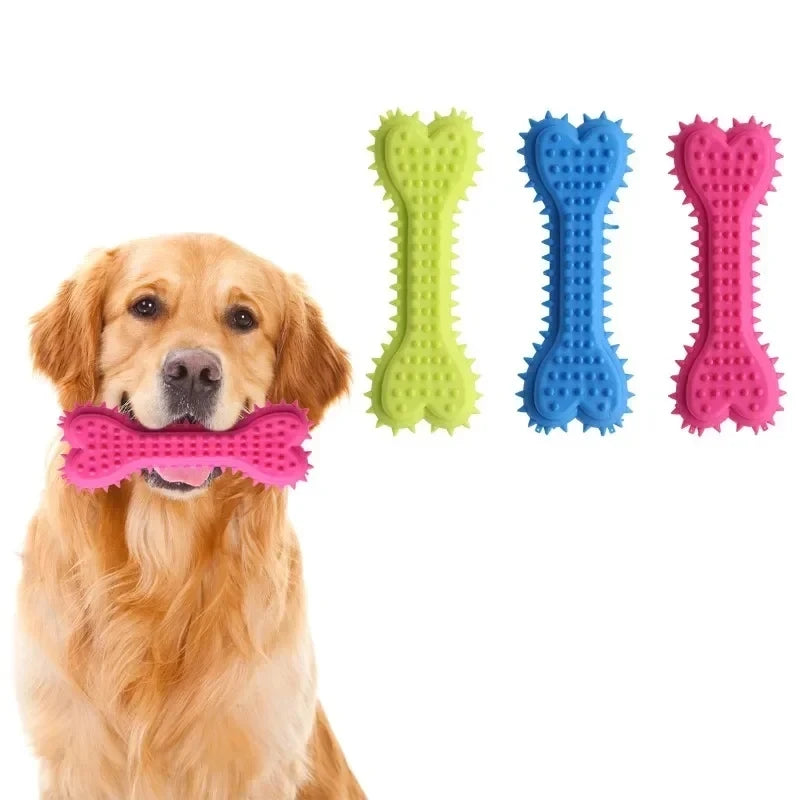 1/3pcs Pet Bone Shaped Dog Chew Toys Teeth Cleaning Chew Toys, Dog Rubber Toothbrush Stick Chew Toys For Training