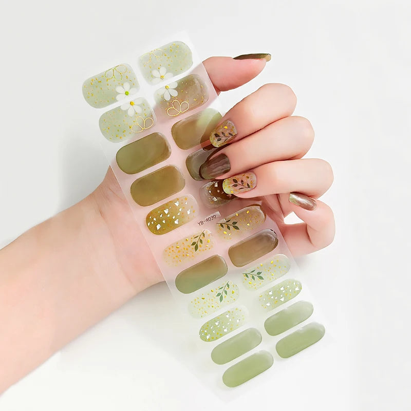 DIY Full Cover Nail Stickers Fashion Nail Decoration Glitter Self Adhesive Manicure Designer Nail Art Stickers Long-Lasting