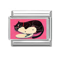 Wholesale 2025 Fashion Cute Black Cat Series Dog Pet Animals Italian Charm Fit 9mm Stainless Steel Women DIY Bracelet Jewelrys