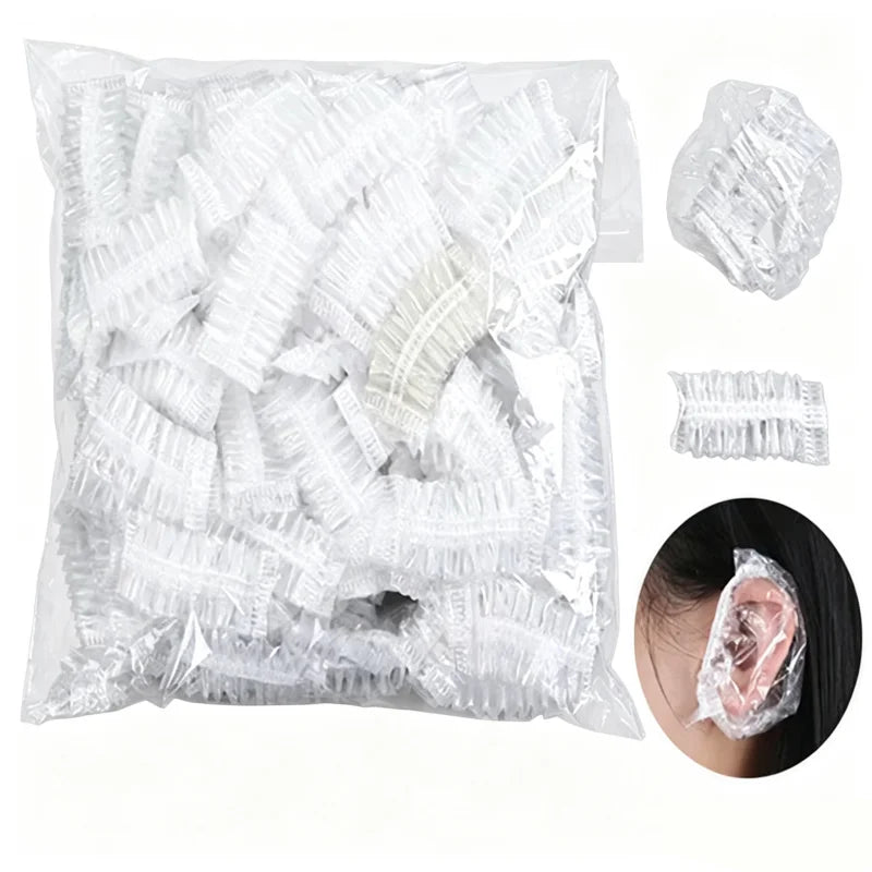 100-1000Pcs Disposable Hairdressing Earmuffs Salon Clear Ear Cover Ear Protection Hair Dye Protect Cap Hair Color Styling Tool