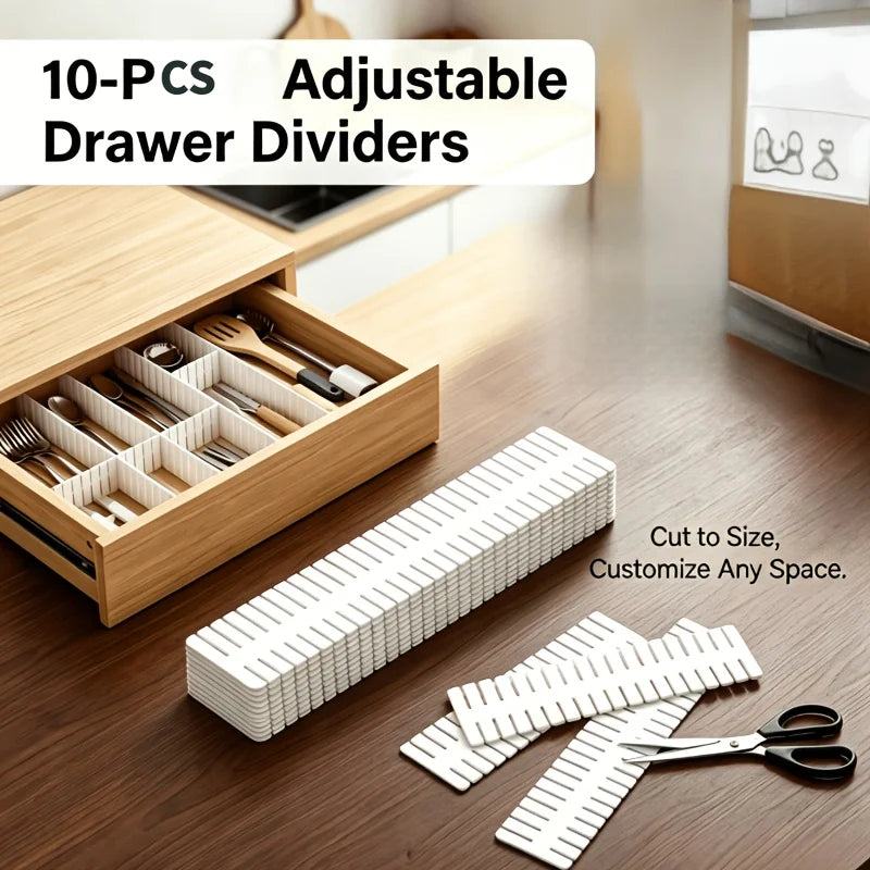 1/10pcs Drawer Organizer Dividers, Spliceable Plastic Grid Storage Grids,Storage Separators for Wardrobe, Kitchen, Office
