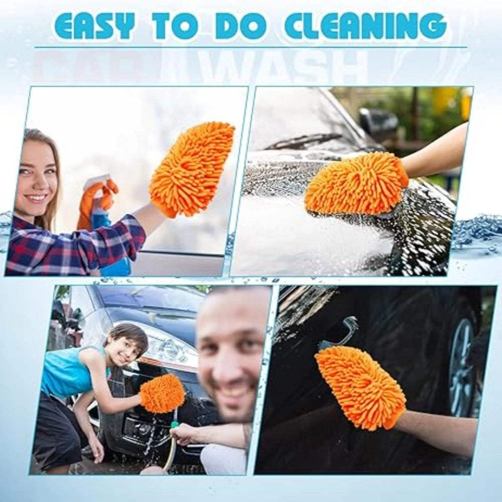 1-10Pcs Double Sided Chenille Auto Gloves Microfiber Cleaning Gloves Cleaning Windows Car Wash Kit for Cleaning Cars, Trucks