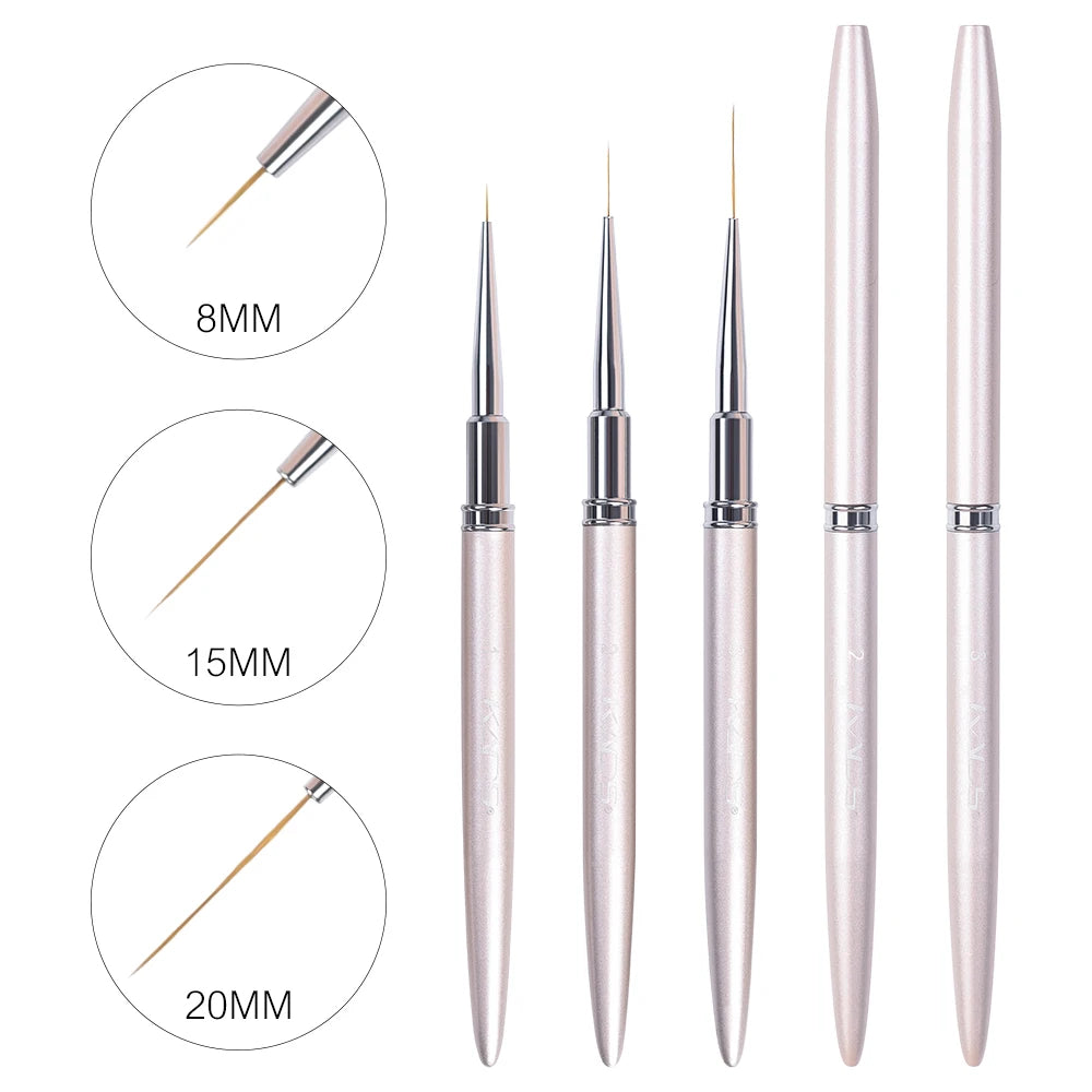 KADS Gel Liner Nail Art Brush 8/15/20mm 100% Kolinsky French Stripe Thin Pincel Liner Nails Brush DIY Drawing Painting Pen