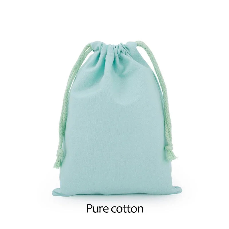 Cotton Cloth Gift Packaging Bag Drawstring Storage Bags White Canvas Bags for Candy Reusable Pouch Home Sundries Organize Sacks