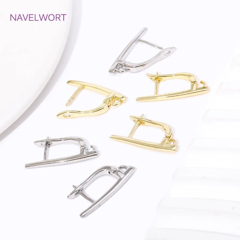 DIY Earring Making Accessories 18K Gold Plated Smooth Earring Hook Clasps Brass Metal Earwires Hooks,Jewelry Making Supplies