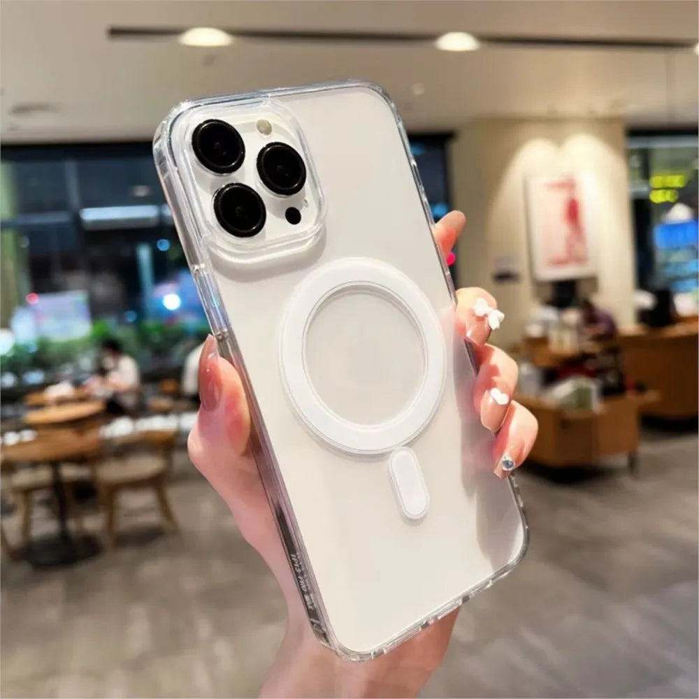 Transparent Magnetic Phone Case For iPhone 18 Pro Max 17 16 13 11 15 14 12 Pro Max Air 16E 17E Silicone Shockproof Fundas Cover