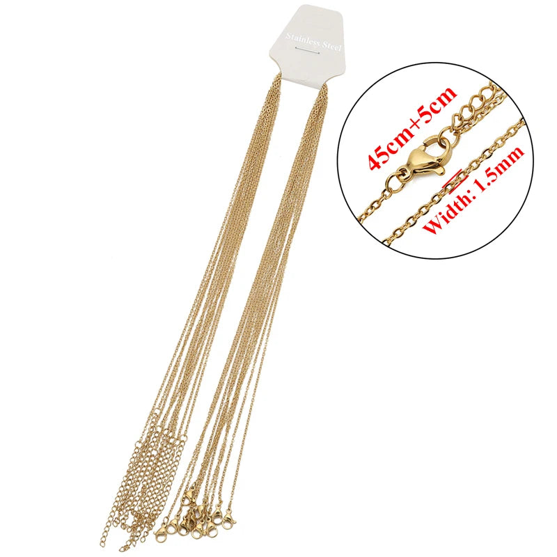 10pcs Stainless Steel Gold Color Cable Link Chains for DIY Women Necklace Jewelry Making Supplies Wholesale Chain In Bulk