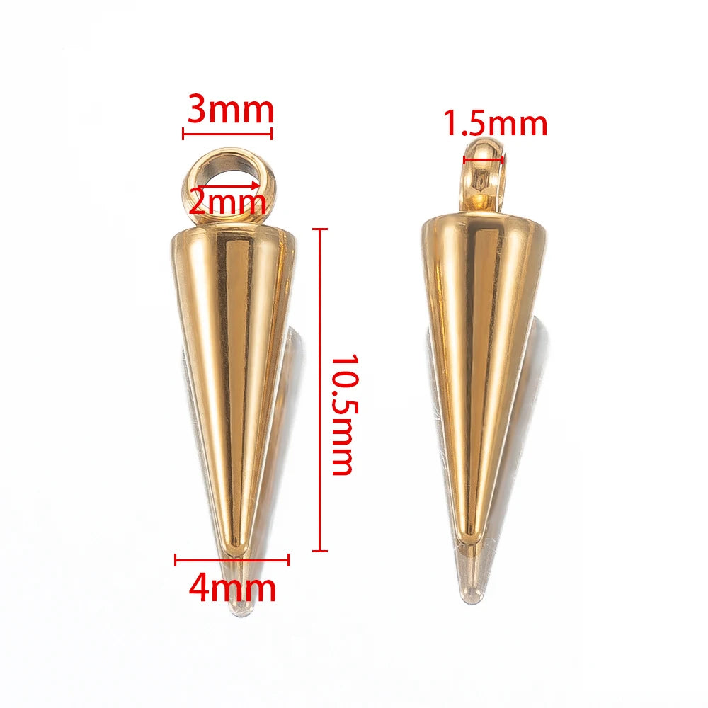 10pcs Stainless Steel Cone Pendants Retro Spike Pendants for DIY Jewelry Making Supplies