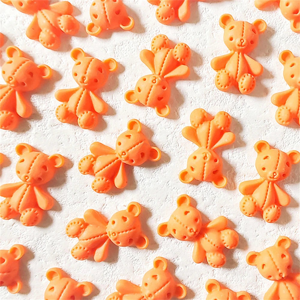 10pcs Pink Bear Nail Art Charms 3D Cute Cartoon 9 Colors Resin Bear Nail Jewelry Ornament DIY Kawaii Manicure Nail Accessories