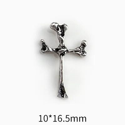 10Pcs Vintage Cross Nail Art Charms 3D Alloy Baroque Angel Heart Nail Art Decoration DIY Designer Luxury Manicure Accessories