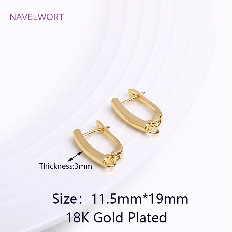 DIY Earring Making Accessories 18K Gold Plated Smooth Earring Hook Clasps Brass Metal Earwires Hooks,Jewelry Making Supplies