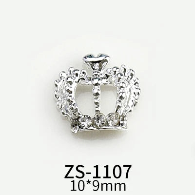 10pcs New Crown Alloy Zircon Nail Art Charms Silver Shinny Crystals Jewelry Hot Sale Nails Decoration 3D Manicure Accessories %2
