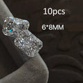 10pcs Clear Diamond Crystal Nail Rhinestones 3D Rectangle Oval Zircon Jewelry Nail Parts DIY Luxury Ice Tranparent Nail Gemstone